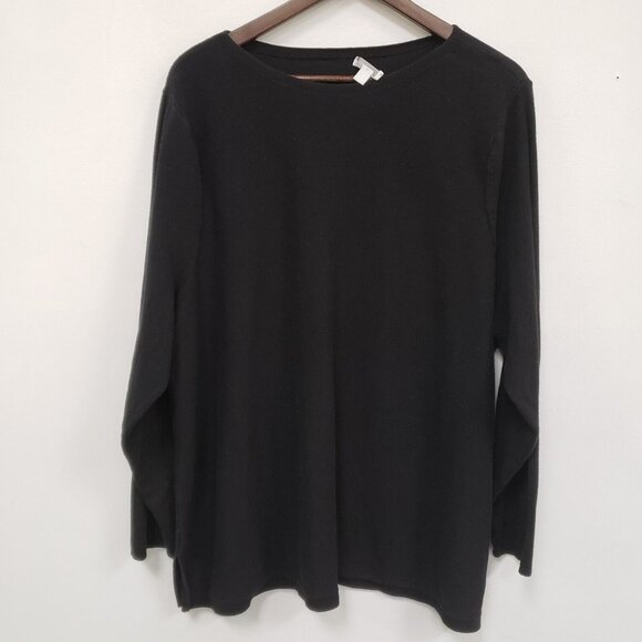 J Jill Womens Long Sleeve Top Size 4X Black Mature Normcore Neutral Capsule - Picture 1 of 10